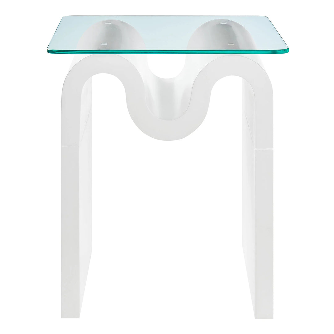 Mesa Lateral ondulada con vidrio templado Oliver