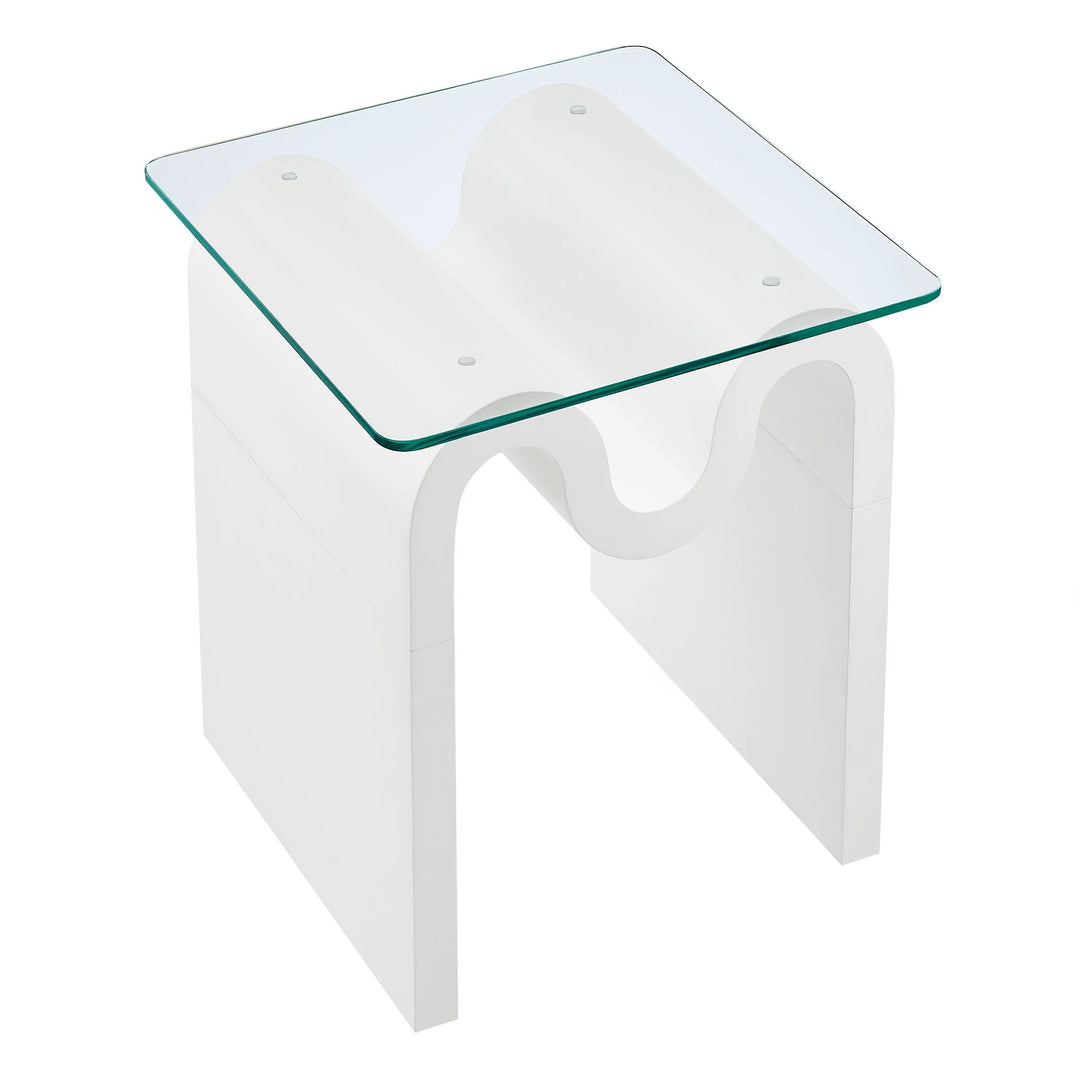 Mesa Lateral ondulada con vidrio templado Oliver