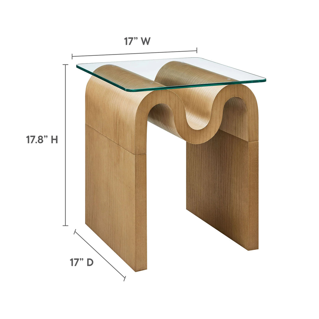 Mesa Lateral ondulada con vidrio templado Oliver