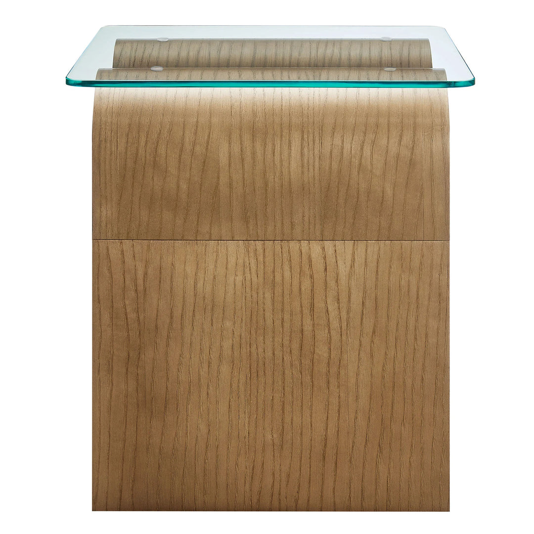 Mesa Lateral ondulada con vidrio templado Oliver