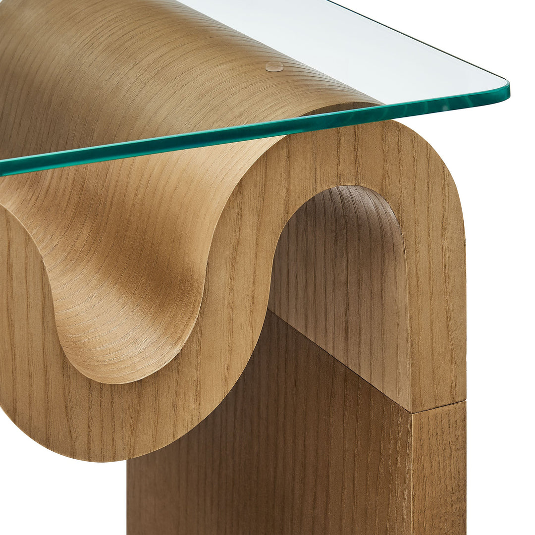 Mesa Lateral ondulada con vidrio templado Oliver