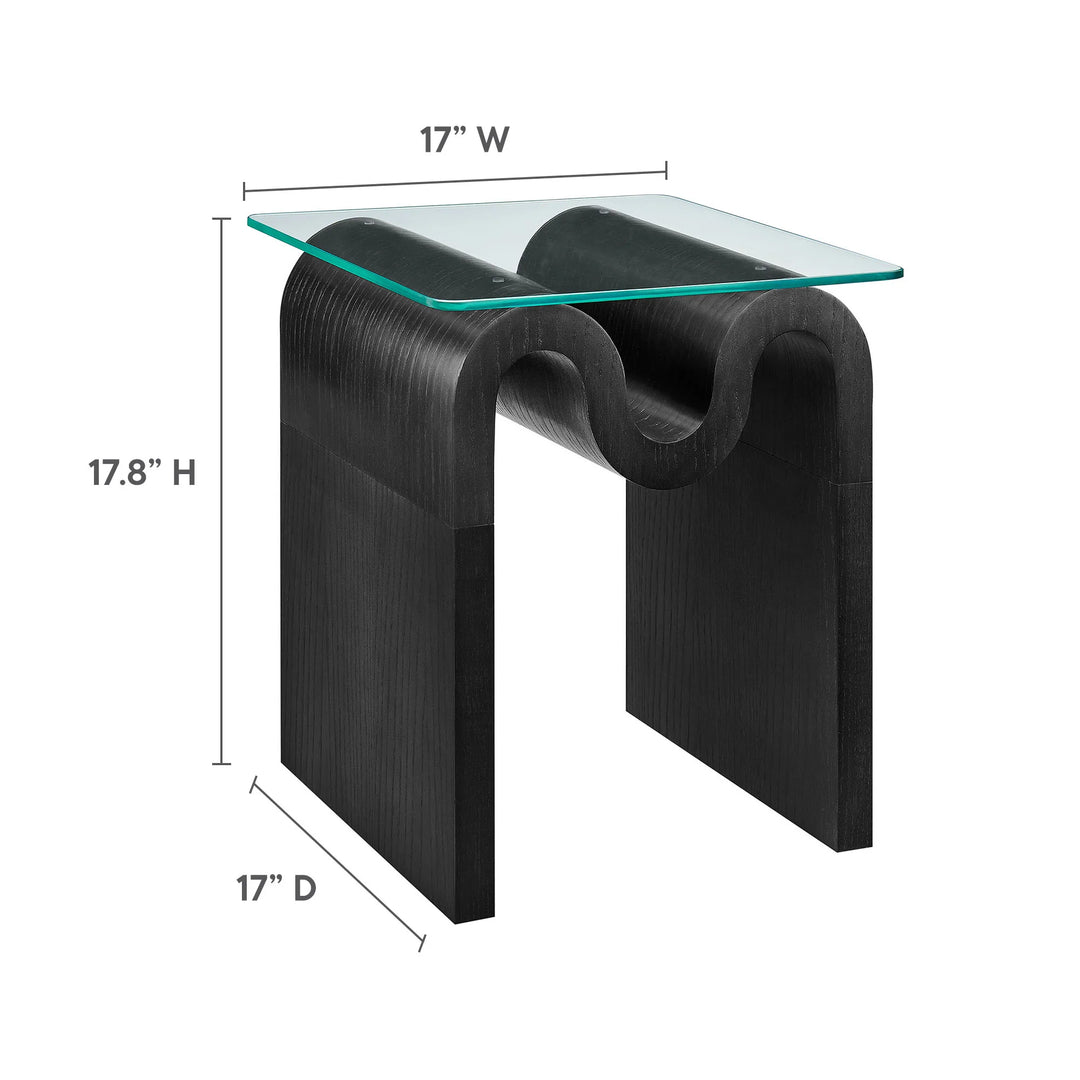 Mesa Lateral ondulada con vidrio templado Oliver