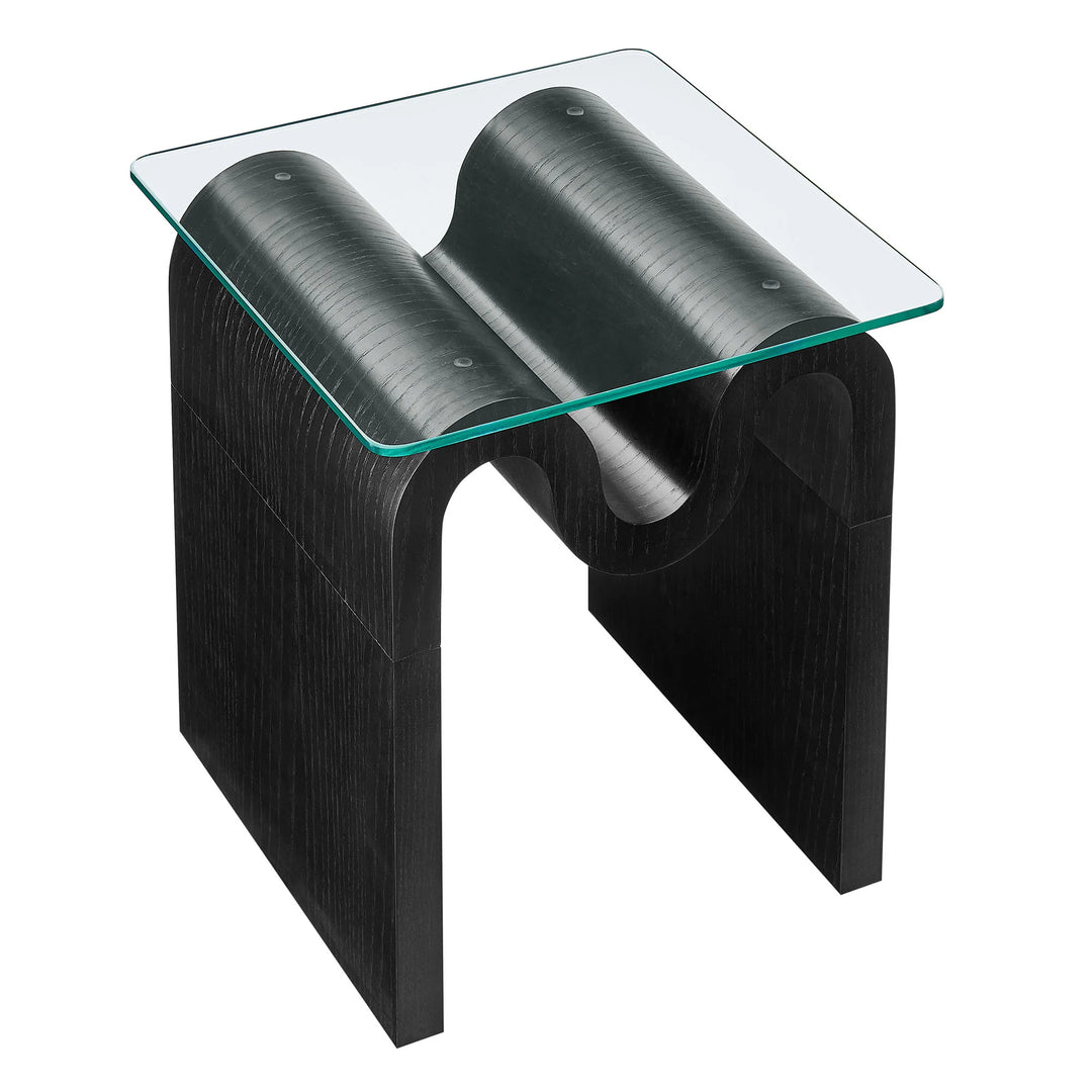 Mesa Lateral ondulada con vidrio templado Oliver