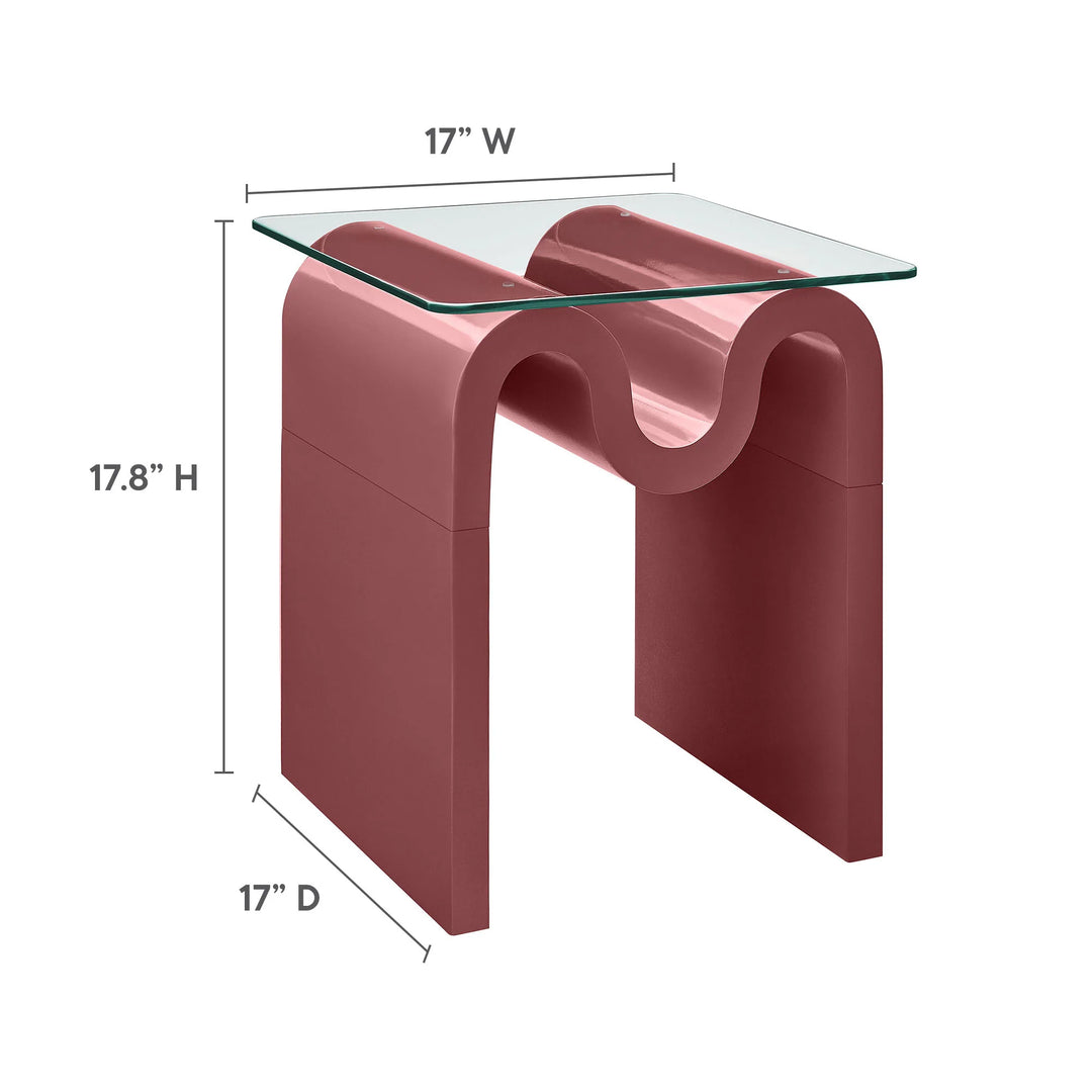 Mesa Lateral ondulada con vidrio templado Oliver