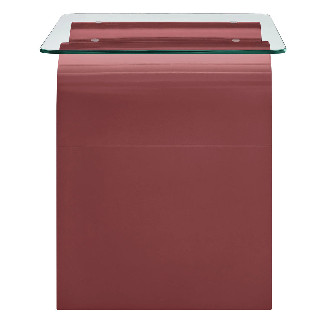 Mesa Lateral ondulada con vidrio templado Oliver