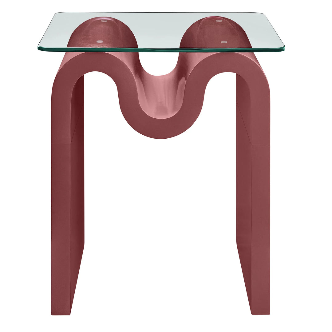 Mesa Lateral ondulada con vidrio templado Oliver