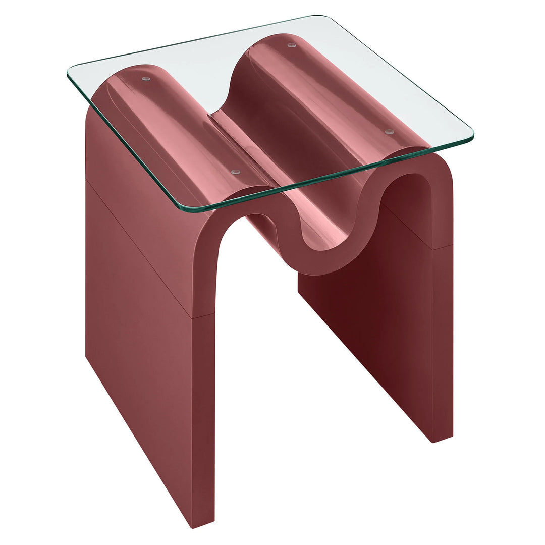 Mesa Lateral ondulada con vidrio templado Oliver