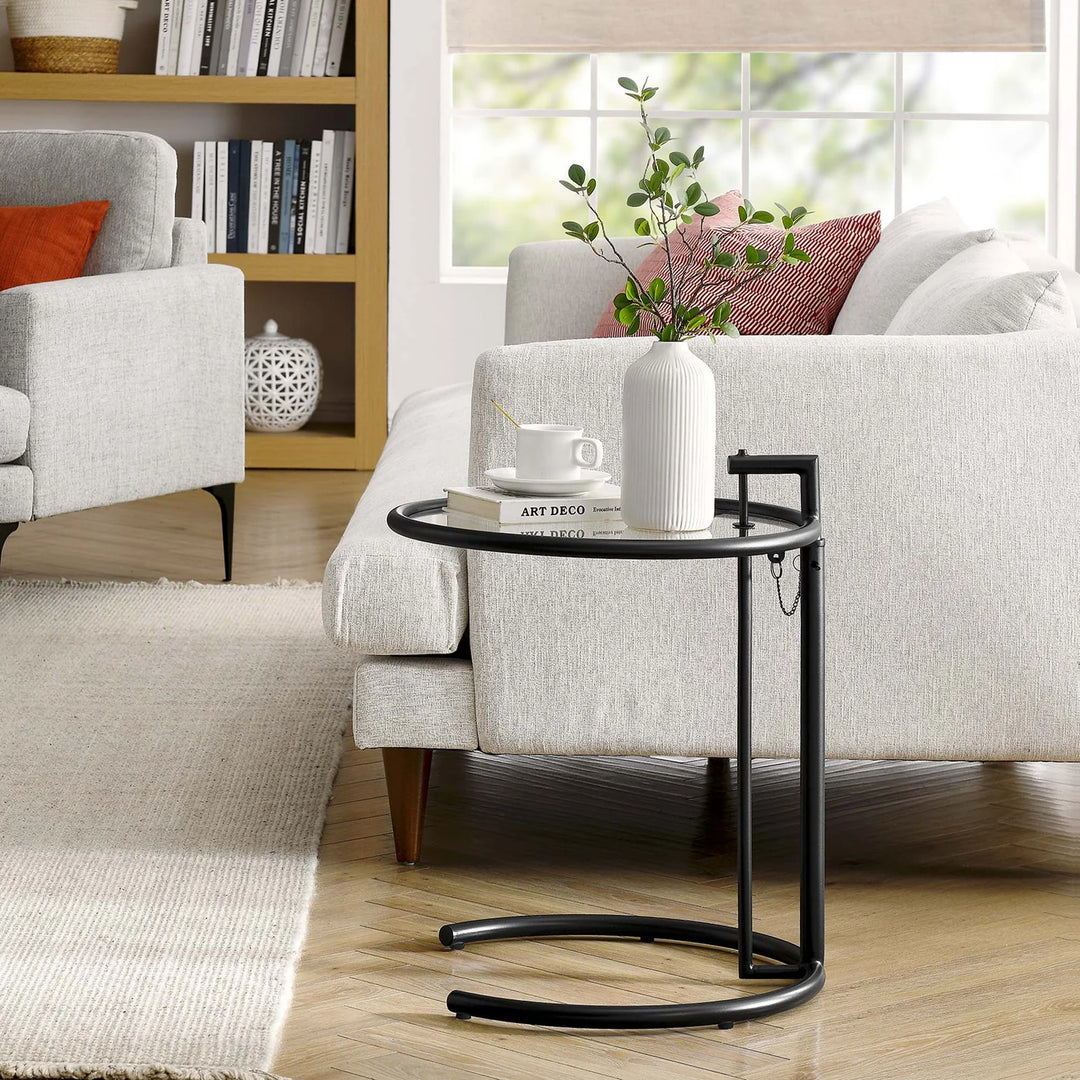 Mesa lateral con vidrio templado redondo Oriol