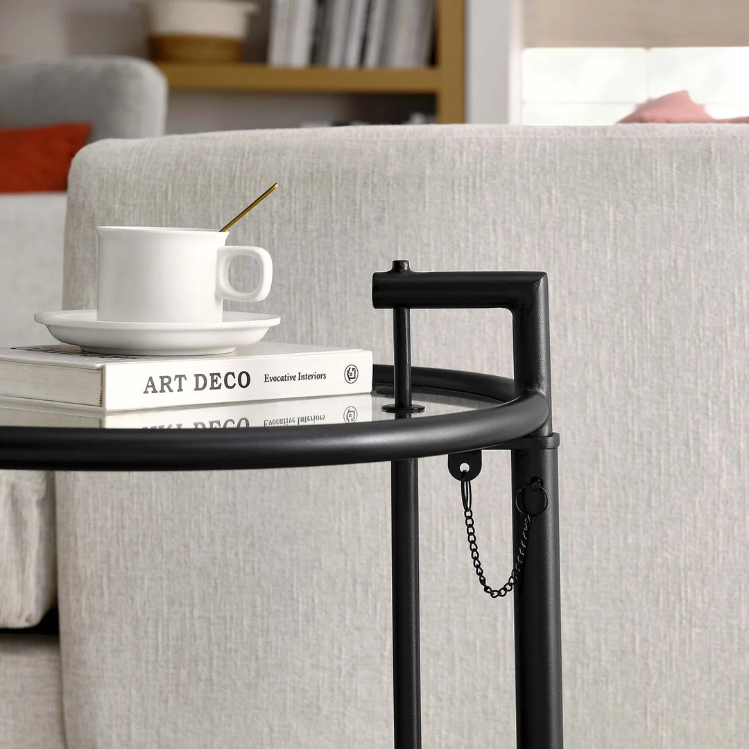 Mesa lateral con vidrio templado redondo Oriol