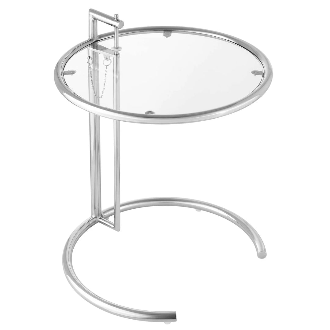 Mesa lateral con vidrio templado redondo Oriol