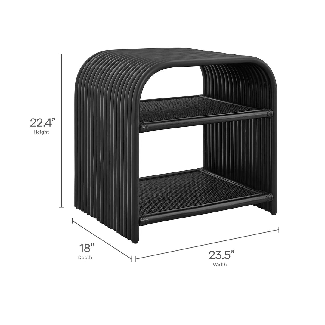 Mesa lateral curva de ratán Laziel