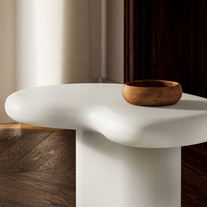 Mesa lateral curveado para exteriores Eithan