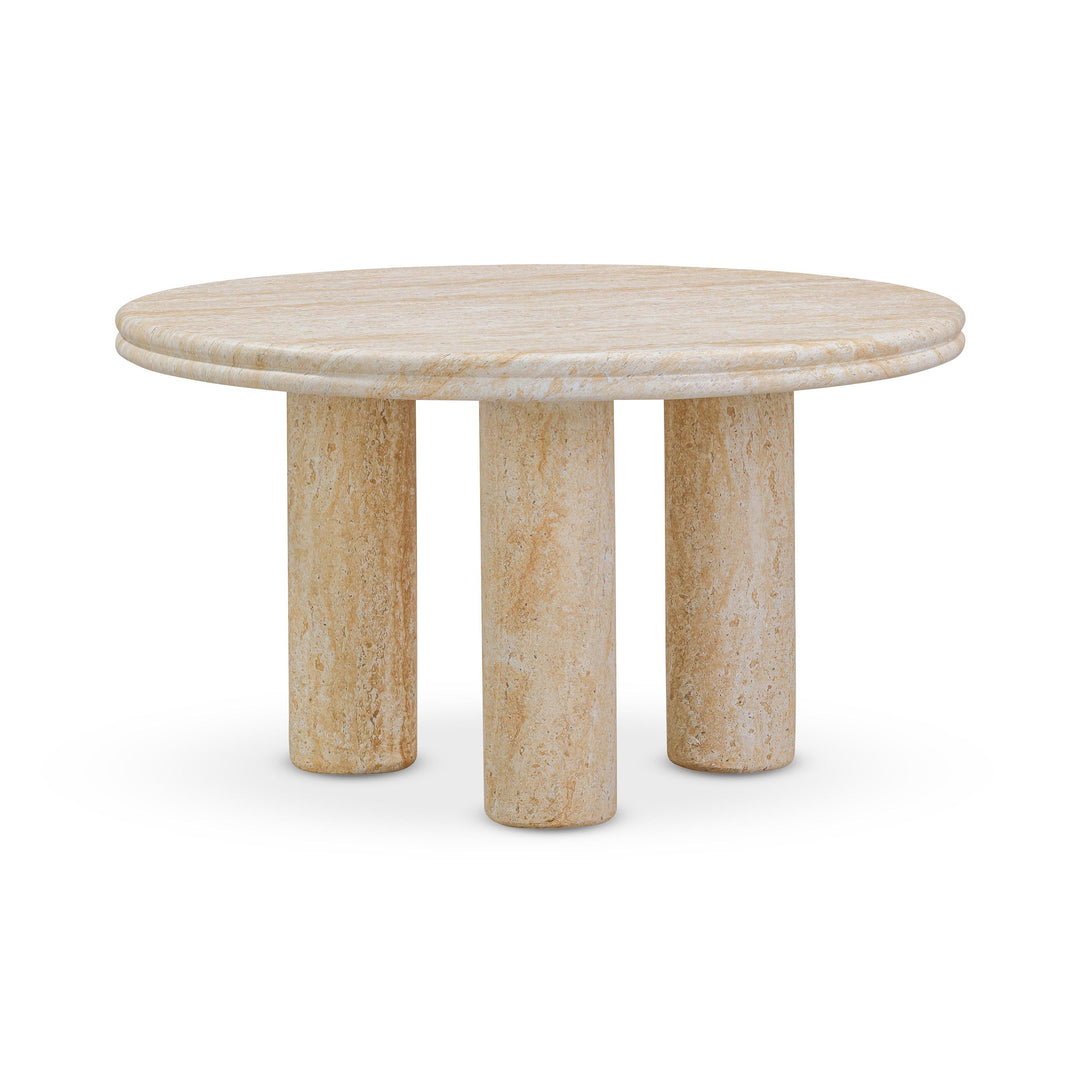 Mesa lateral de 26” redondo imitación travertino Elene.