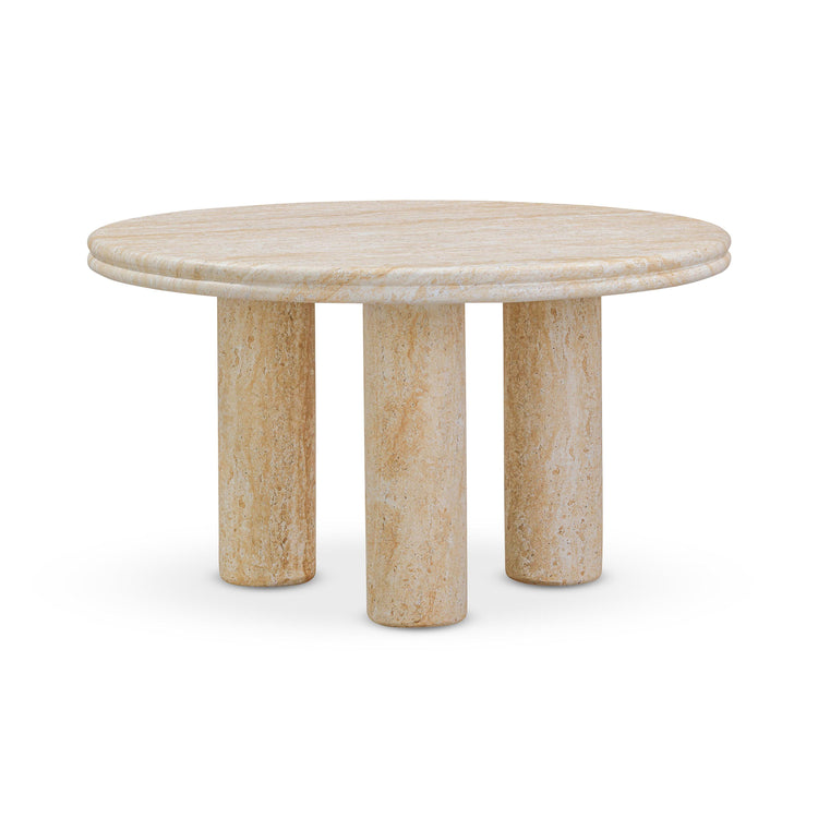 Mesa lateral de 26” redondo imitación travertino Elene.