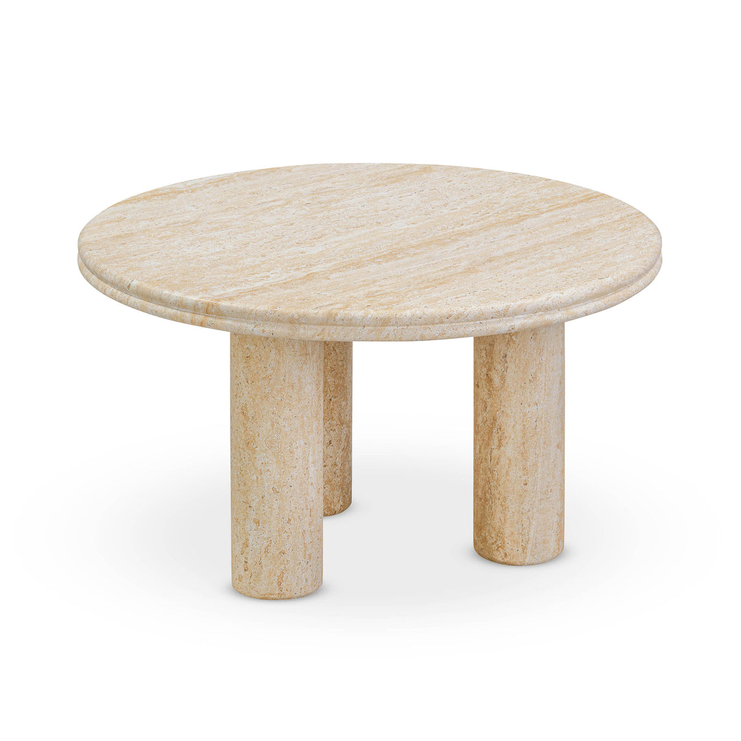 Mesa lateral de 26” redondo imitación travertino Elene