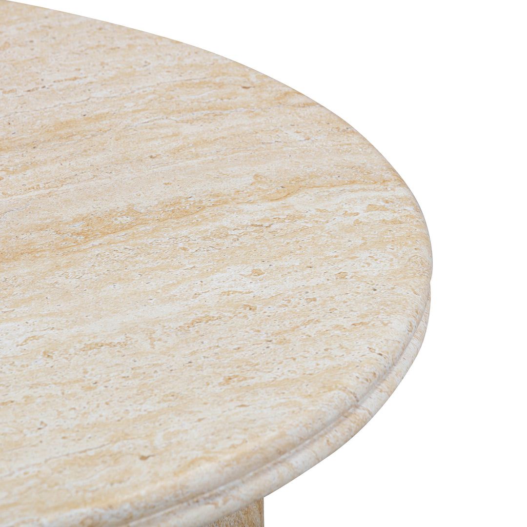 Mesa lateral de 26” redondo imitación travertino Elene