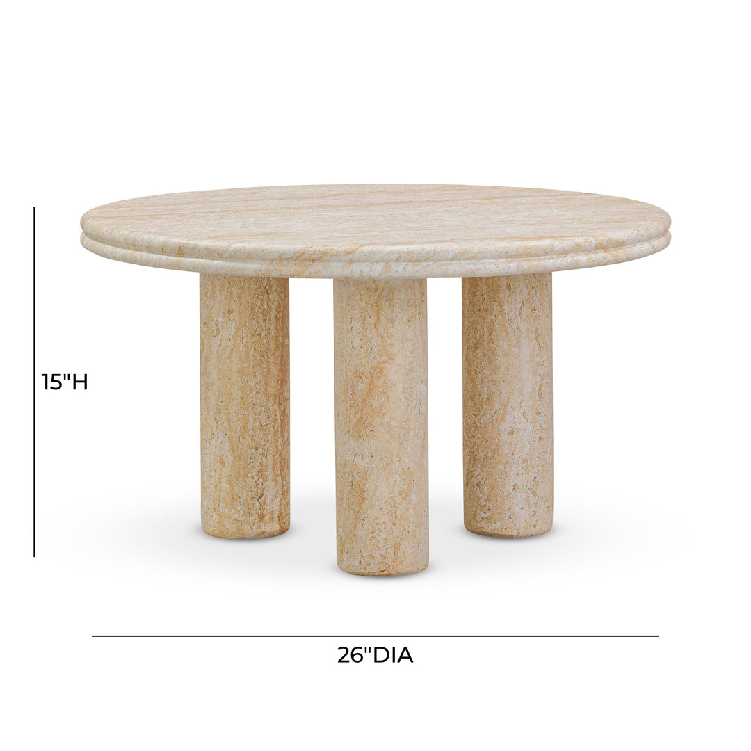 Mesa lateral de 26” redondo imitación travertino Elene