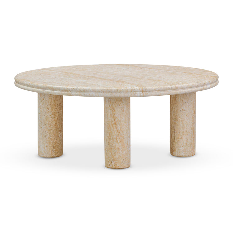 Mesa lateral de 32” redondo imitación travertino Elene.
