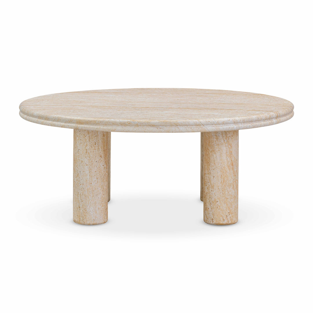 Mesa lateral de 32” redondo imitación travertino Elene
