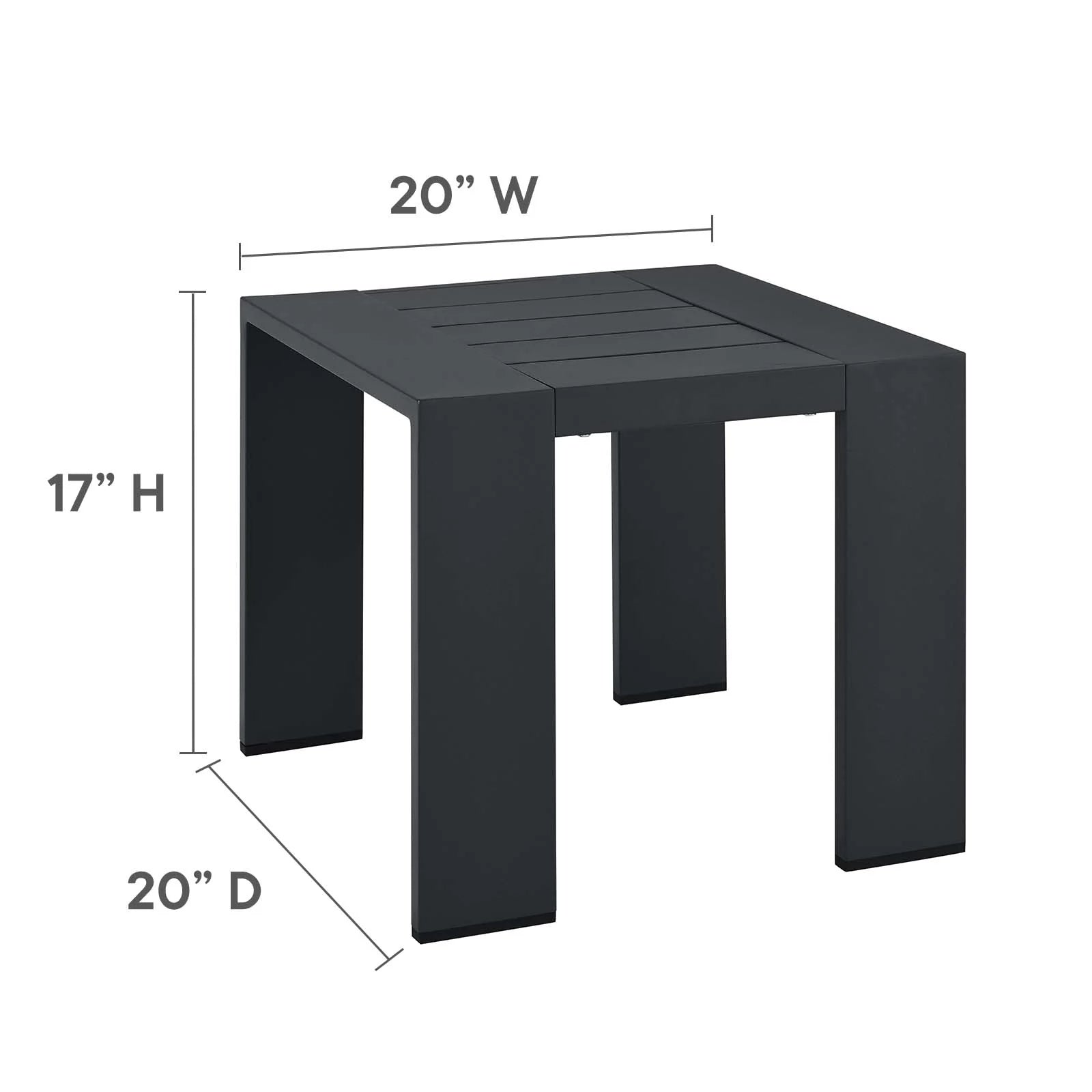 Mesa lateral de aluminio para exteriores Neuba dimensiones.