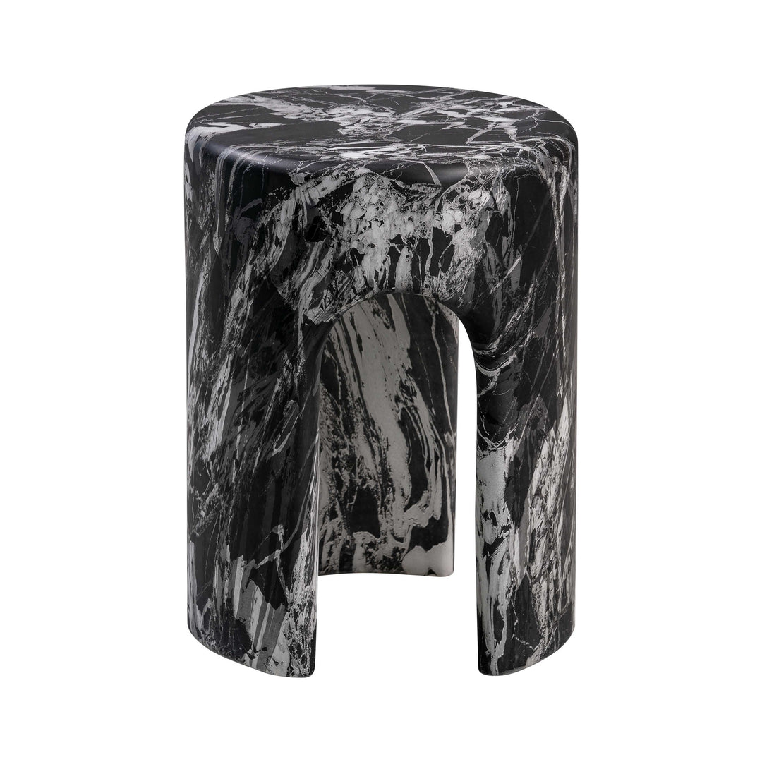 Mesa lateral de concreto con acabado mármol negro Traci.
