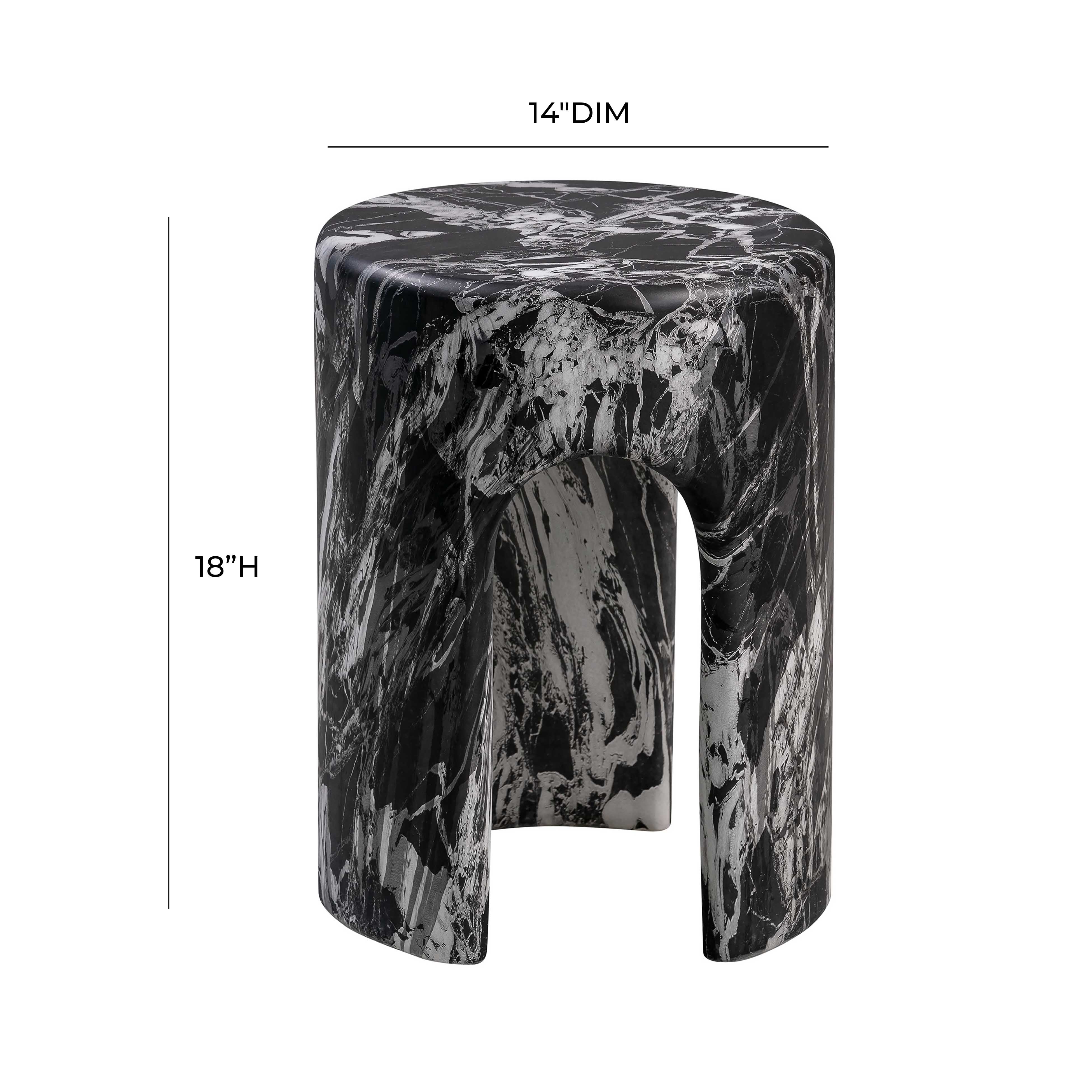Mesa lateral de concreto con acabado mármol negro Traci dimensiones.