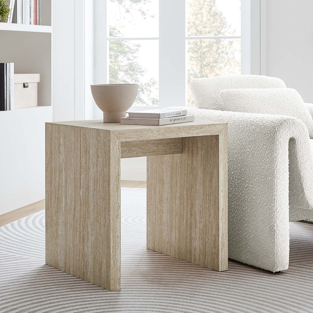 Mesa lateral de imitación Travertino Maidy