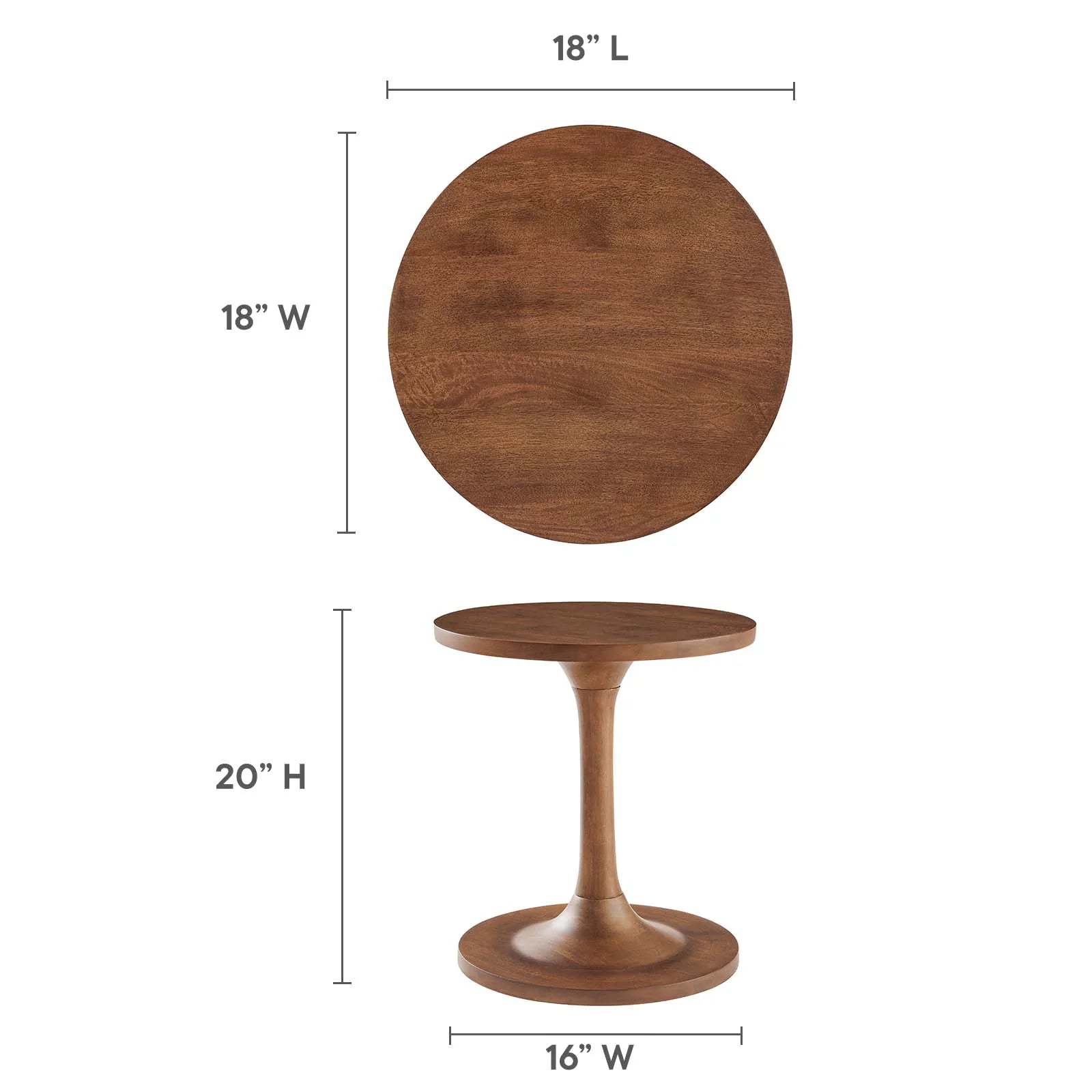 Mesa lateral de madera de mango color nogal Esteven dimensiones.