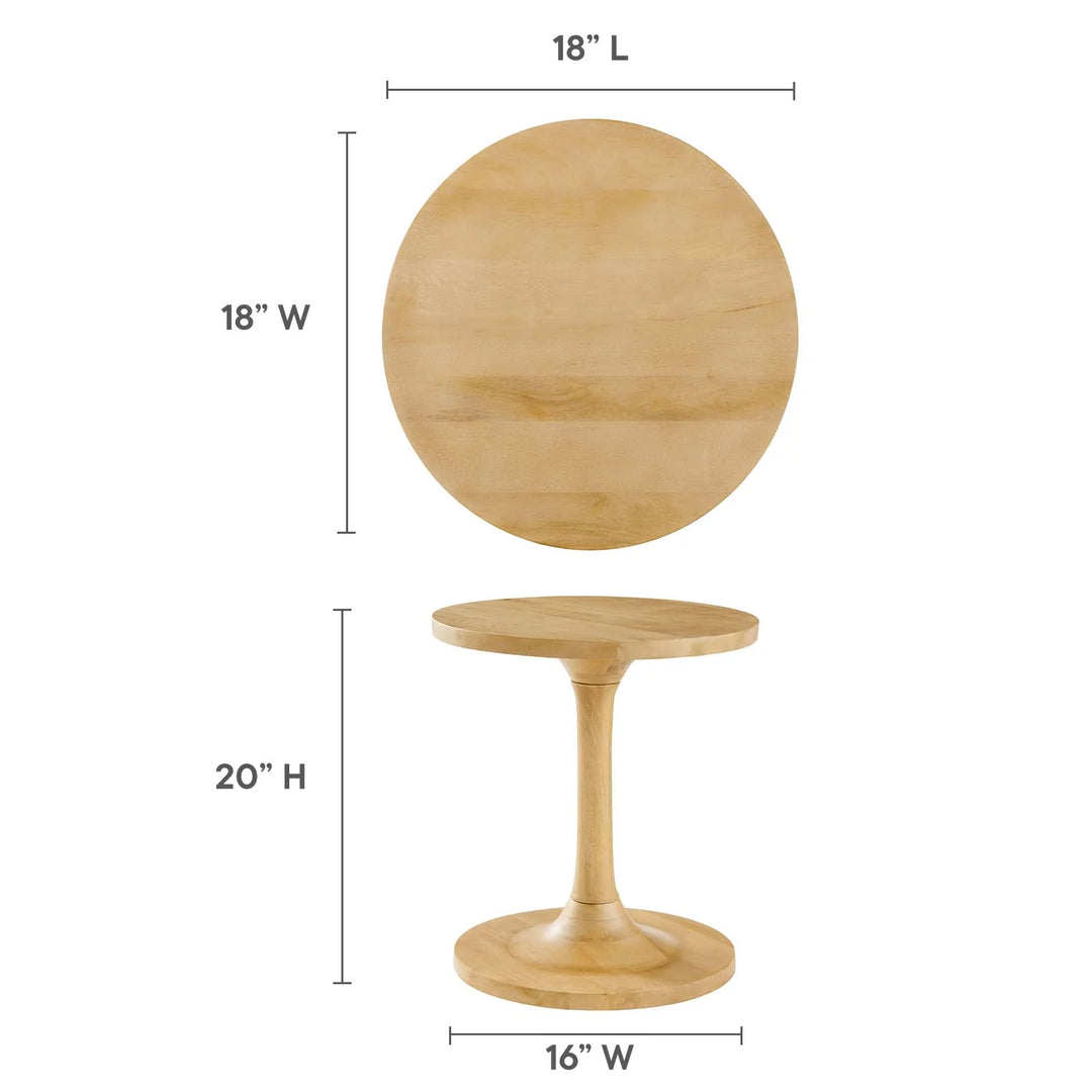 Mesa lateral de madera de mango color roble Esteven dimensiones.