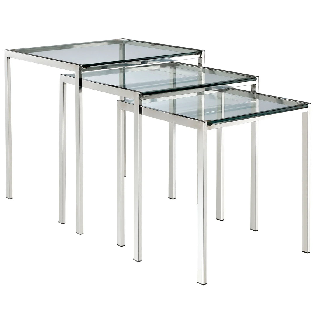 Mesa lateral estilo nido de acero inoxidable y vidrio templado Griselda