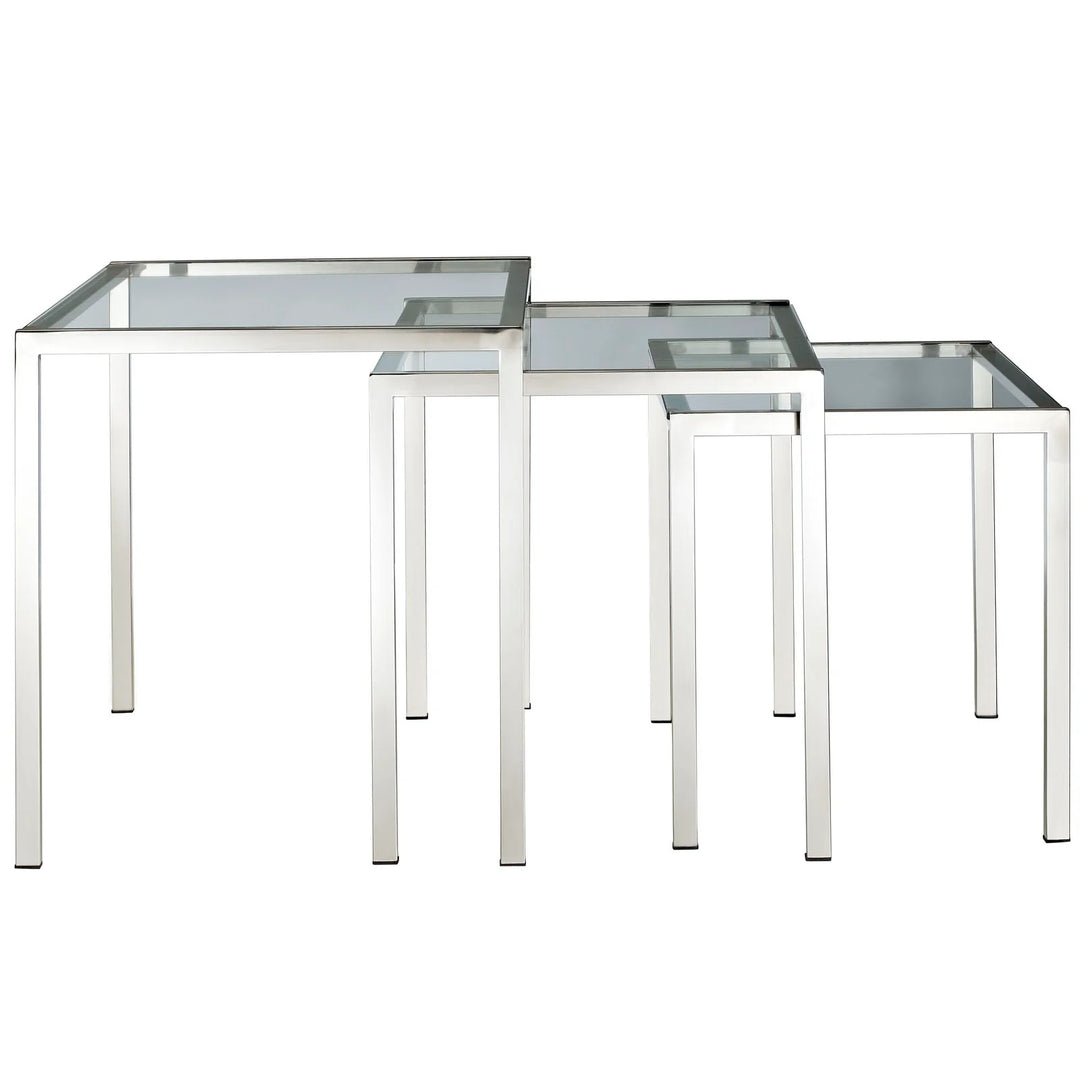 Mesa lateral estilo nido de acero inoxidable y vidrio templado Griselda
