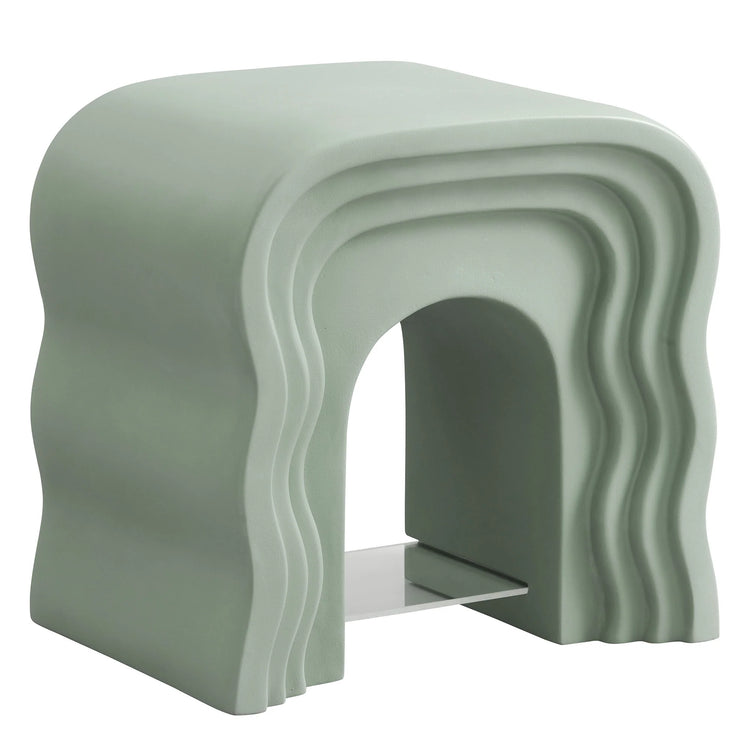 Mesa lateral ondulado Ringo color verde pistacho.