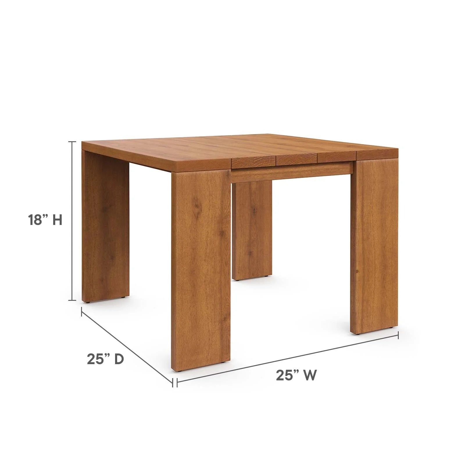 Mesa lateral para exteriores de madera de acacia Neuba dimensiones.