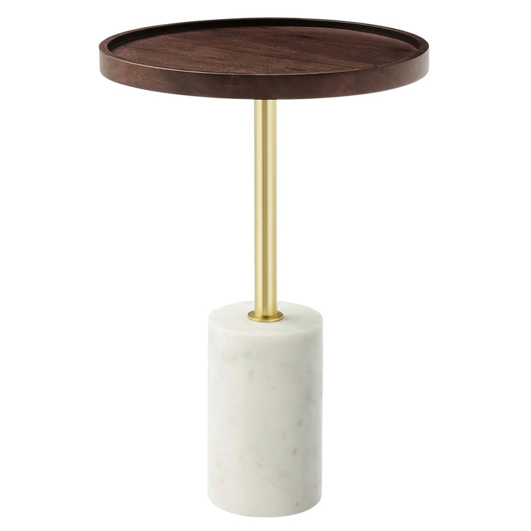 Mesa lateral redonda de madera de Acacia oscura Epira.