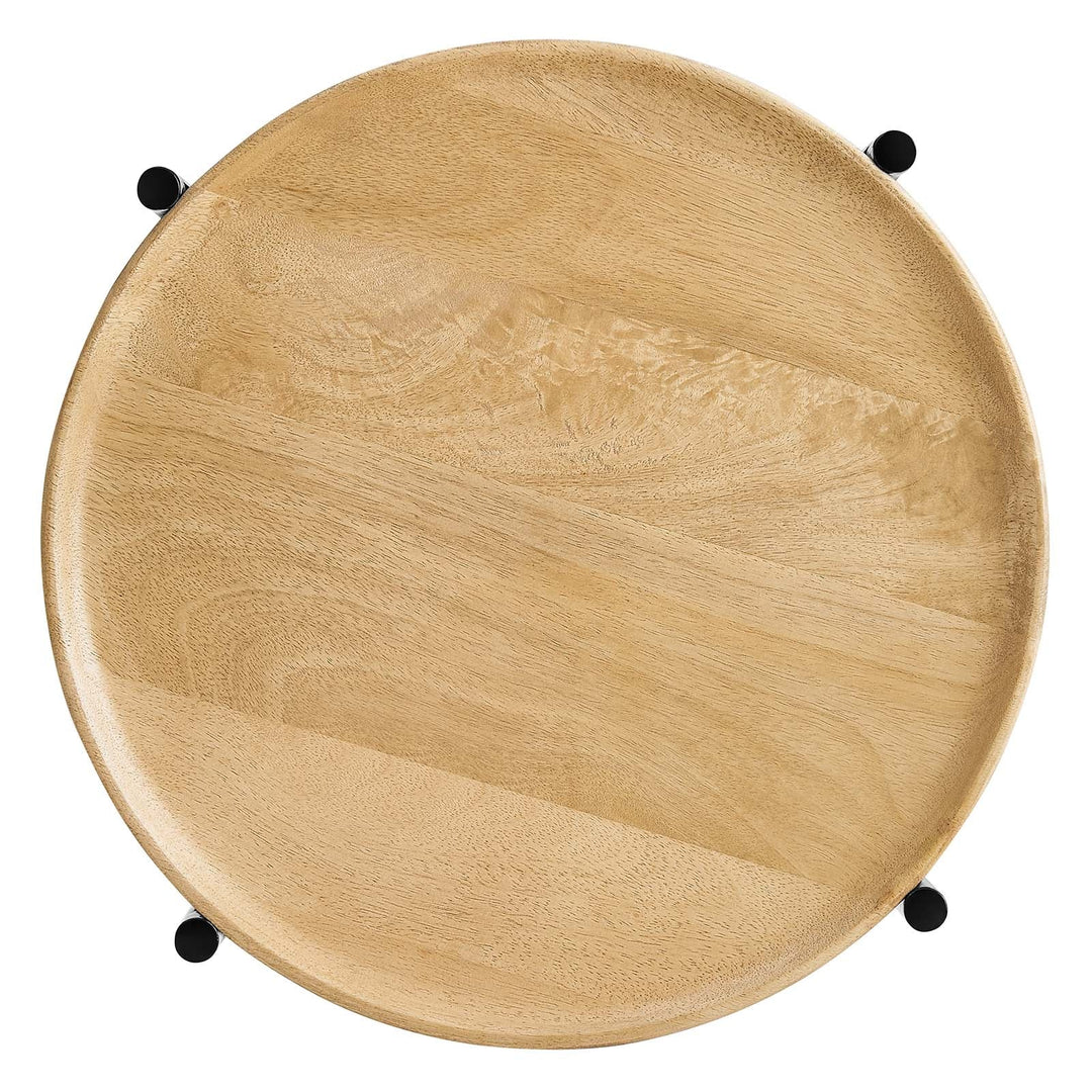 Mesa lateral redonda de madera y metal Elmer