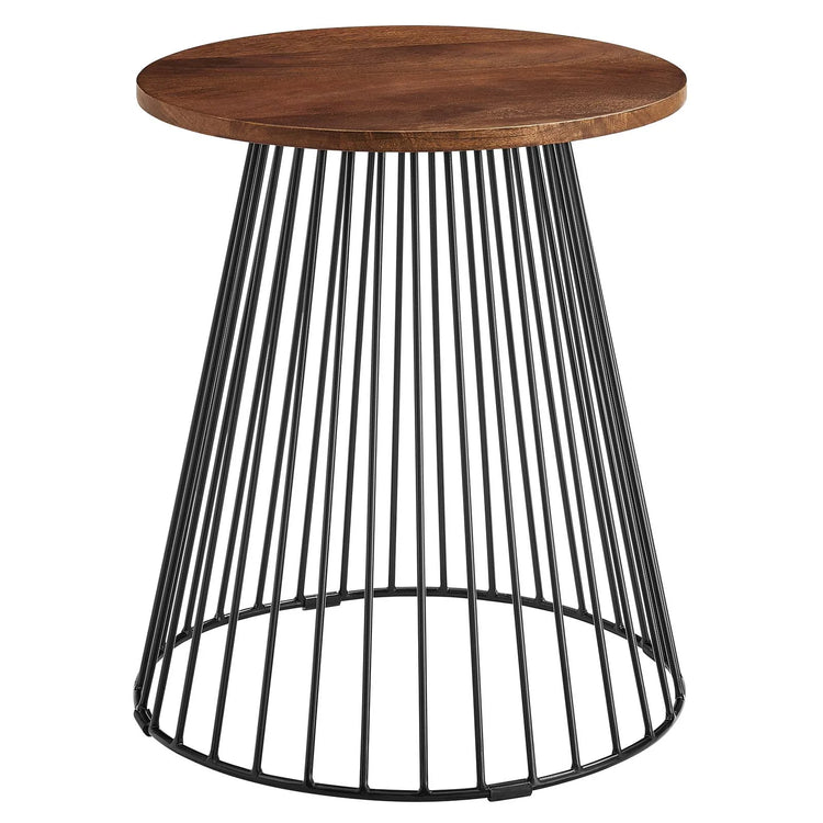 Mesa lateral redonda de madera y metal Percy.