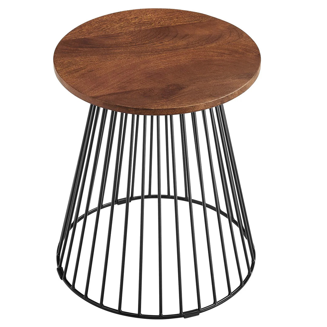Mesa lateral redonda de madera y metal Percy