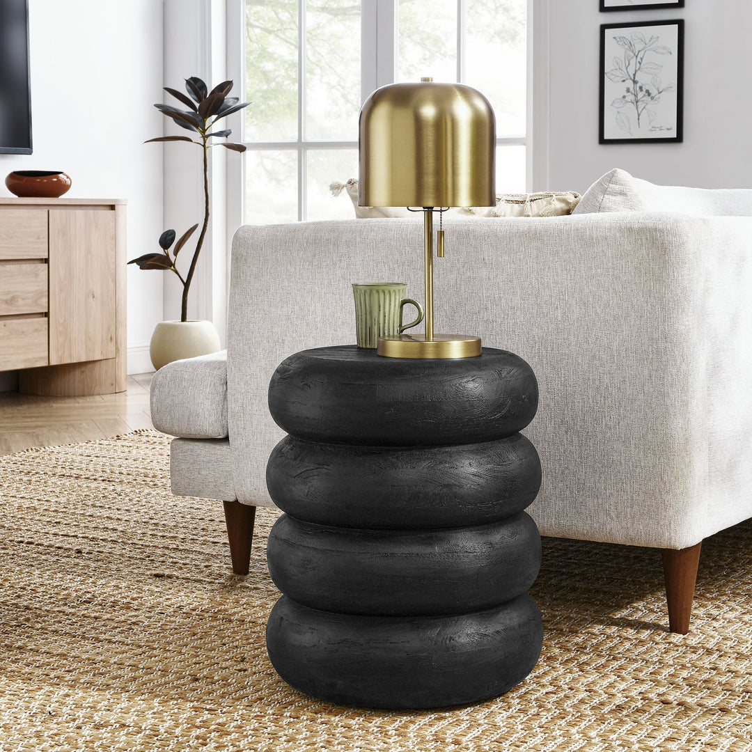 Mesa lateral curva apiladas de madera Vidal