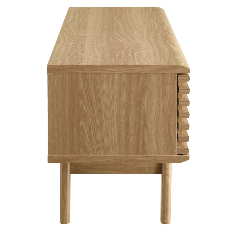Mueble de 48” para TV Niklas color roble de lado.