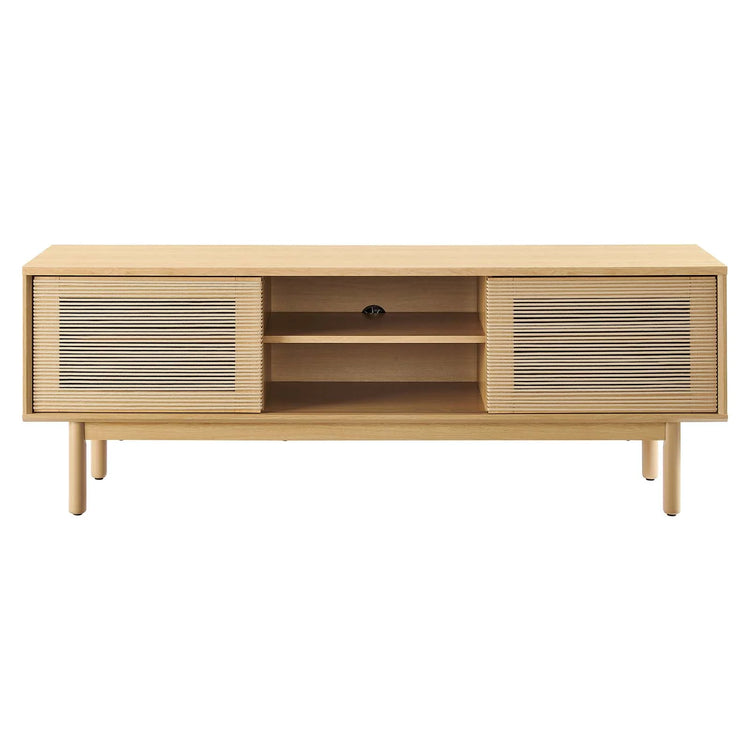 Mueble de 59” para TV con cuerda tejida Areu de frente.
