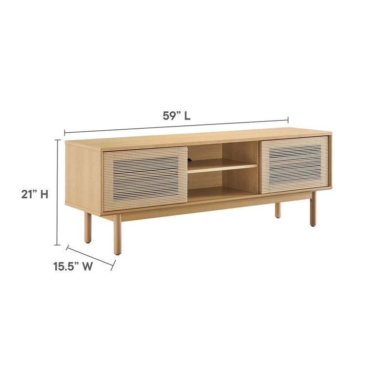 Mueble de 59” para TV con cuerda tejida Areu dimensiones.