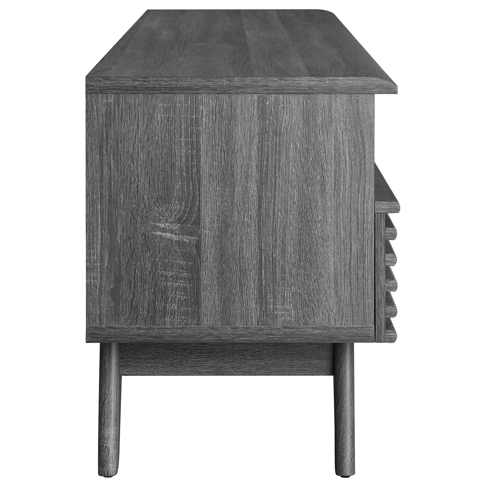 Mueble de 60” para TV Niklas color negro de lado.