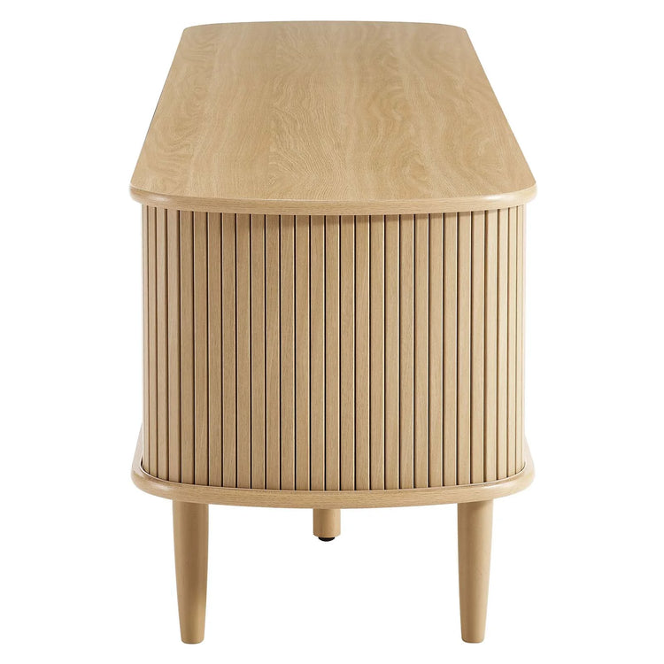 Mueble de 63” para TV Bart color roble de lado.