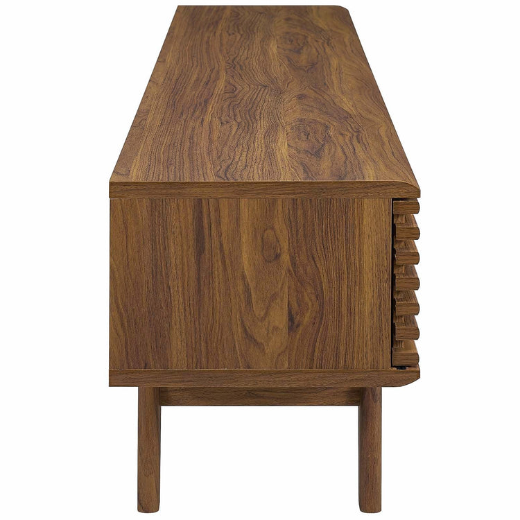 Mueble de 70” para TV Niklas color nogal de lado.
