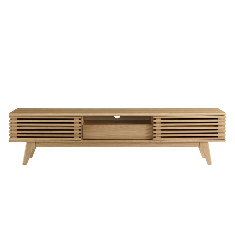 Mueble de 70” para TV Niklas color roble de frente.