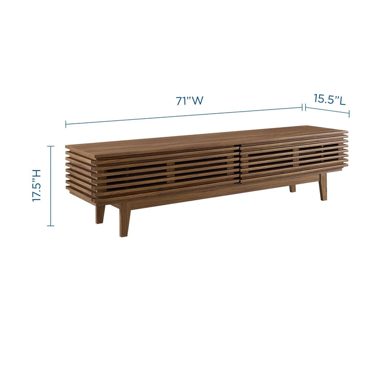 Mueble de 71” para TV Niklas color nogal dimensiones.