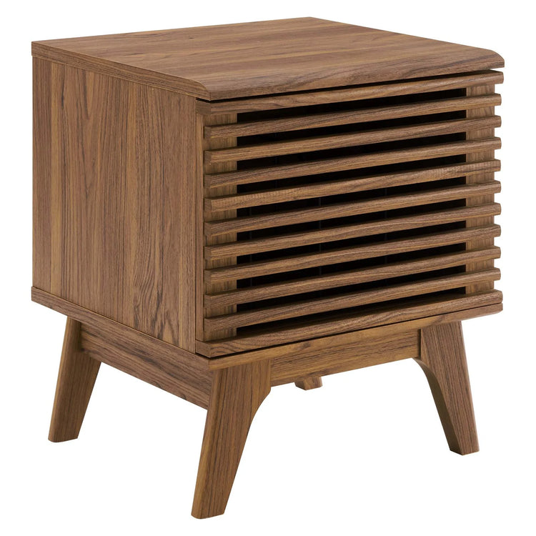Mueble de exhibición de discos de vinilo Niklas color nogal.