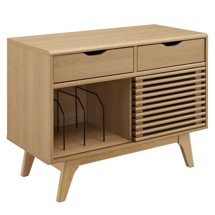 Mueble grande de exhibición de discos de vinilo Niklas color roble.