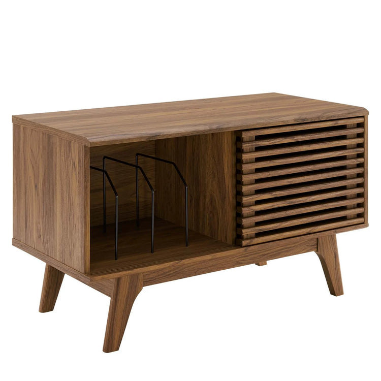 Mueble mediano de exhibición de discos de vinilo Niklas color nogal.