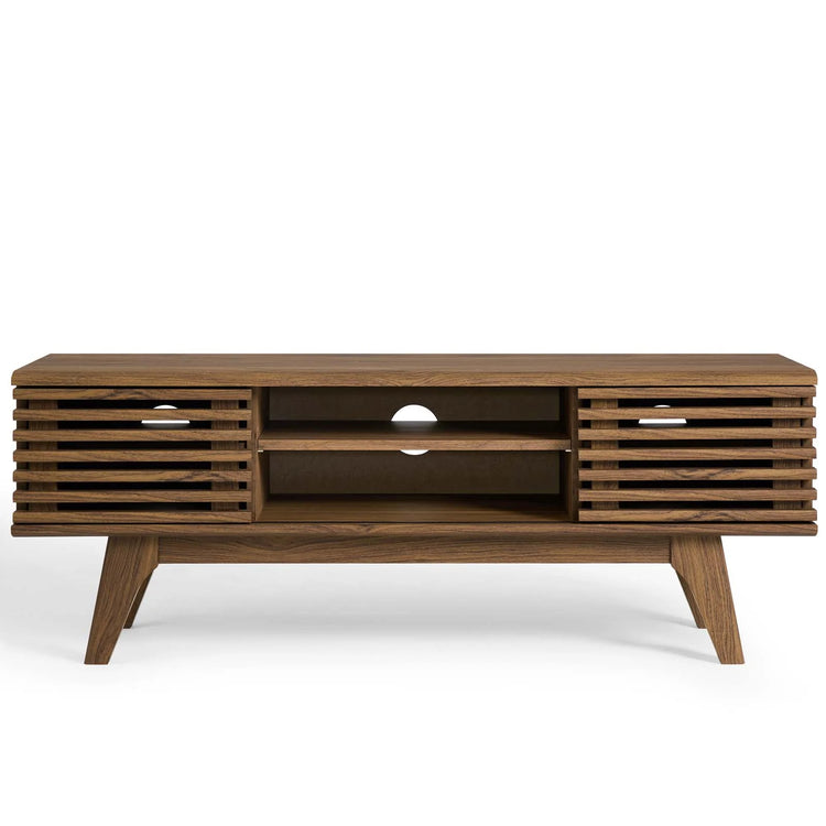 Mueble multimedia de 46” Niklas color nogal de frente.